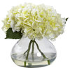 Large Blooming Hydrangea With Vase, Cream