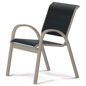 Aruba II Sling Cafe Chair, Textured Warm Gray, Black