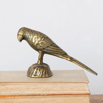 Decorative Embossed Aluminum Bird, Antique Gold Finish