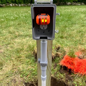 Properly fed, tested outdoor outlet post run underground to a spot in the yard