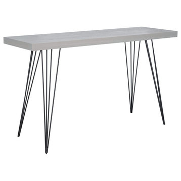 Contemporary Console Table, Sleek Black Legs With Rectangular Wooden Top, Grey