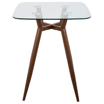 Lumisource Clara Counter Table, Walnut Metal and Clear Glass