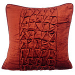 The HomeCentric - Textured Knotted Pintucks 16"x16" Velvet Rust Throw Pillows Cover, Rusty Knots - Rusty Knots is an exclusive 100% handmade decorative pillow cover designed and created with intrinsic detailing. A perfect item to decorate your living room, bedroom, office, couch, chair, sofa or bed. The real color may not be the exactly same as showing in the pictures due to the color difference of monitors. This listing is for Single Pillow Cover only and does not include Pillow or Inserts.