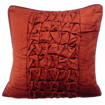 Rust Orange Western Throw Pillows Knots 20"x20" Velvet Textured, Rusty Knots