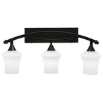 Toltec Lighting - Toltec Lighting 173-BC-681 Bow - Three Light Bath Bar - Bow 3 Light Bath Bar Shown In Black Copper Finish with 5.5" Zilo White Linen Glass.Assembly Required: TRUE