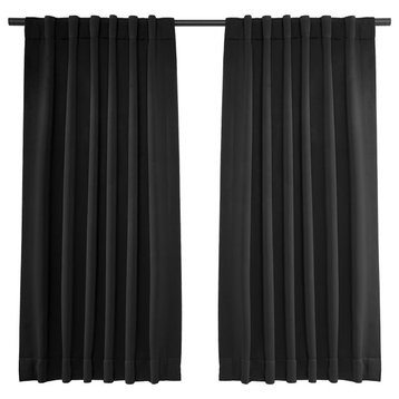Jet Black Room Darkening Curtain, Set of 2, 50"x63"