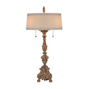Pair Greyson Gilded European Classic Candlestick Table Lamp