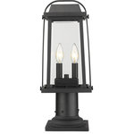 Z-Lite - Millworks 2 Light Post Light or Accessories, Black, 5.25 - Mix up contemporary with traditional, adding this outdoor post lantern to a carefully planned garden space or walkway. A sleek black finish with a sweet lantern frame enhances the charming look of candelabra-base bulbs.