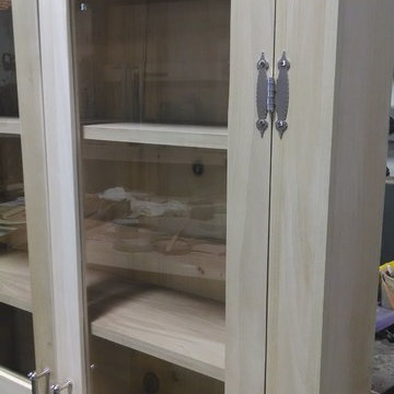 White Distressed Custom Bathroom Storage Hutch