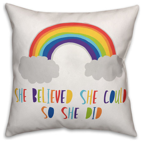 She Believed She Could So She Did Rainbow 16x16 Spun Poly Pillow