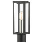 Livex Lighting - Gaffney 1-Light Black Outdoor Post Top Lantern, Brushed Nickel Accents - Made of stainless steel, the charming Gaffney black finish outdoor post top lantern has a versatile look that can be placed almost anywhere. The brushed nickel finish accents & clear glass add a traditional touch to the clean, transitional-contemporary lines.