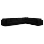 Meridian Furniture - Ease Fabric Upholstered L-Shaped Modular Sectional, Black, 6 Piece: 3 Corner, 3 Armless - Ease into comfort when you bring home this Ease fabric modular sofa. Designed with an uber casual vibe in mind, this plump sofa sits low to the floor, making it a simplistically perfect addition to a living room, den, game room, teen's room, or dorm room. This fun sofa is part of a modular collection, so you can add it with other items in the Ease collection for a custom arrangement.