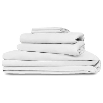 Delara GOTS Certified 100% Organic Cotton Bedding, White, Twin, 74"x105"
