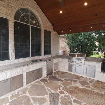 Austin Rustic Traditional Outdoor Patio and Kitchen Addition