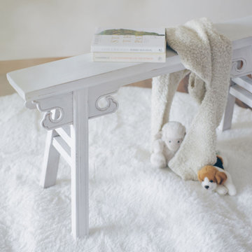 Old Elm Wood Gate Bench - Whitewash