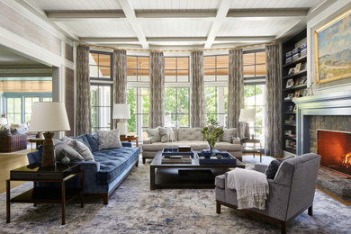 Example of a farmhouse living room design in New York