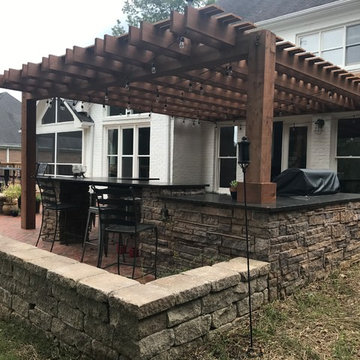 Winston-Salem, NC New Raised Patio, Outdoor Kitchen w/Pergola and Party Bar Area