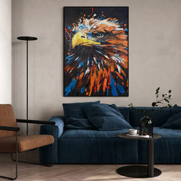 Framed large handmade acrylic painting for living room decor on canvas "Majesty