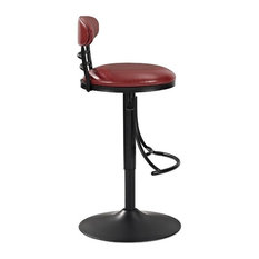 Crosley - Jasper Swivel Counter Stool, Black With Red Cushion - Bar Stools and Counter Stools