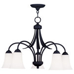 Livex Lighting - Livex Lighting 6476-04 Ridgedale - Five Light Chandelier - Canopy Included.  Shade IncludeRidgedale Five Light Black Hand Blown Sat *UL Approved: YES Energy Star Qualified: n/a ADA Certified: n/a  *Number of Lights: Lamp: 5-*Wattage:100w Medium Base bulb(s) *Bulb Included:No *Bulb Type:Medium Base *Finish Type:Black