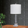 Tapered Table Lamps, Clear Crystal & Snow Marble, Set of 2, 26"