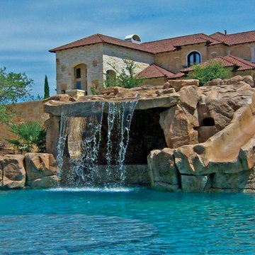 Swimming Pool with Slide and RicoRock Grotto
