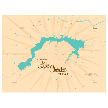 Lakebound Lake Cherokee Texas Map Art Print, 9"x12"