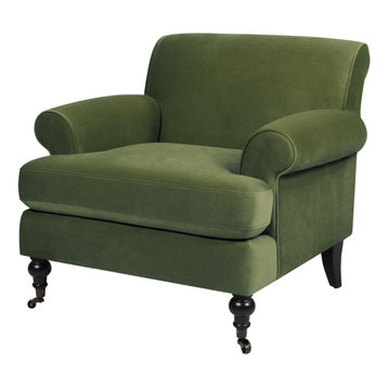 Alana 37" Lawson Accent Arm Chair, Olive Green Performance Velvet