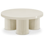 Meridian Furniture - Rhodes Coffee Table / End Table, Cream, Coffee Table - The Rhodes Coffee Table is a beautifully crafted piece that can enhance the look of any room. It features a sleek and modern design with a cream finish, which adds a touch of sophistication to the iron metal table. The fluted legs of the table are not only aesthetically pleasing, but also provide sturdy support, making it a durable and practical addition to any living space.