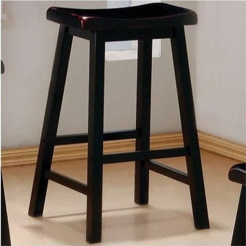 Bowery Hill 28.5" Transitional Wood Backless Bar Stool in Black