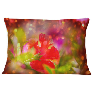 Beautiful Red Rural Summer Flowers Floral Throw Pillow, 12"x20"