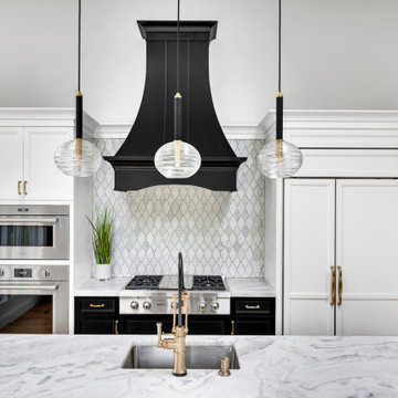 Black & White Kitchen with Accents of Gold
