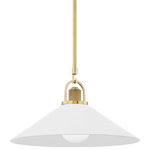 Hudson Valley Lighting - Syosset 1-Light Large Pendant, Aged Brass, Soft Off White Shade - Features: