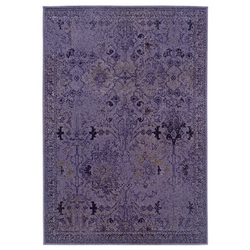 Ophelia Overdyed Traditional Purple and Gray Rug, 1'10"x3'3"