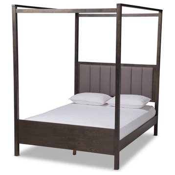 Baxton Studio Natasha Gray and Oak Finished Wood Queen Platform Canopy Bed