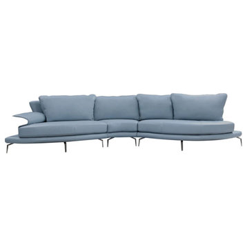 Gillie Modern Blue and White Curved Sectional Sofa