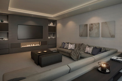 This is an example of a contemporary home theatre in London.