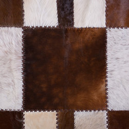 Modern Handmade Cowhide Patchwork Hallway & Stair Runner, Brown White, 6'2"x3'0" - Hall And Stair Runners