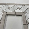 Carrara Venato Marble 4x4 Basketweave Mosaic Corner Gray Dots Honed, 1 sheet