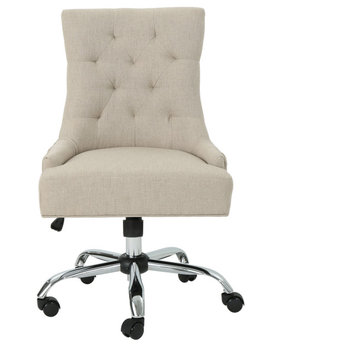 GDF Studio Bagnold Home Office Fabric Desk Chair, Wheat/Chrome