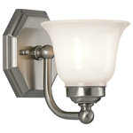 Norwell Lighting - Trevi 1 Light Indoor Sconce (8318-BN-DO) - Norwell Lighting 8318-BN-DO Contemporary / Classic style 1 light Trevi Sconce in Brush Nickel finish with Double Opal diffuser. The Trevi series presents a detailed octagonal backplatethat mirrors the gracefully curved arm and Opal glass. Light Bulb Data: 1 Incandescent 75 watt. Bulb included: No. Dimmable: yes.