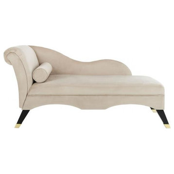 Caiden Velvet Chaise With Pillow Tan/Black Safavieh