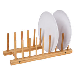Trademark Innovations - Natural Bamboo 8 Plate Holder - Dish Racks