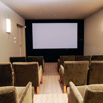 Home Theaters with Stretched Fabric Acoustic Wall Finishing