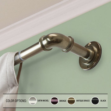 1" Pipe Blackout Curtain Rod, Antique Brass, 120"-170"