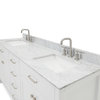 Ariel Bristol 73" Rectangle Sinks Bath Vanity, White, 0.75" Carrara Marble