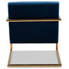 Everard Glam and Luxe Navy Blue Velvet Fabric Gold Metal Lounge Chair