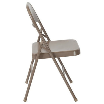 HERCULES Series Double Braced Beige Metal Folding Chair