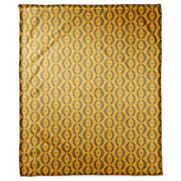 Oval Pattern in Yellow Fleece Blanket