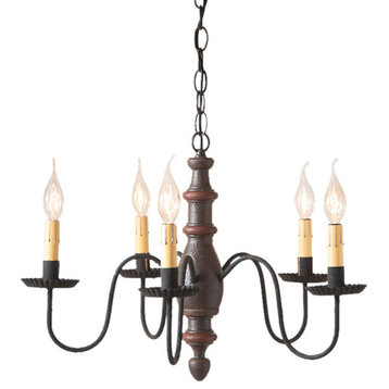 Irvin's Country Tinware Country Inn Wood Chandelier in Americana Espresso